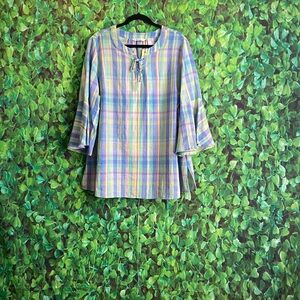 Isaac Mizrahi - Plaid Multicolor Women's Top(curvy size)